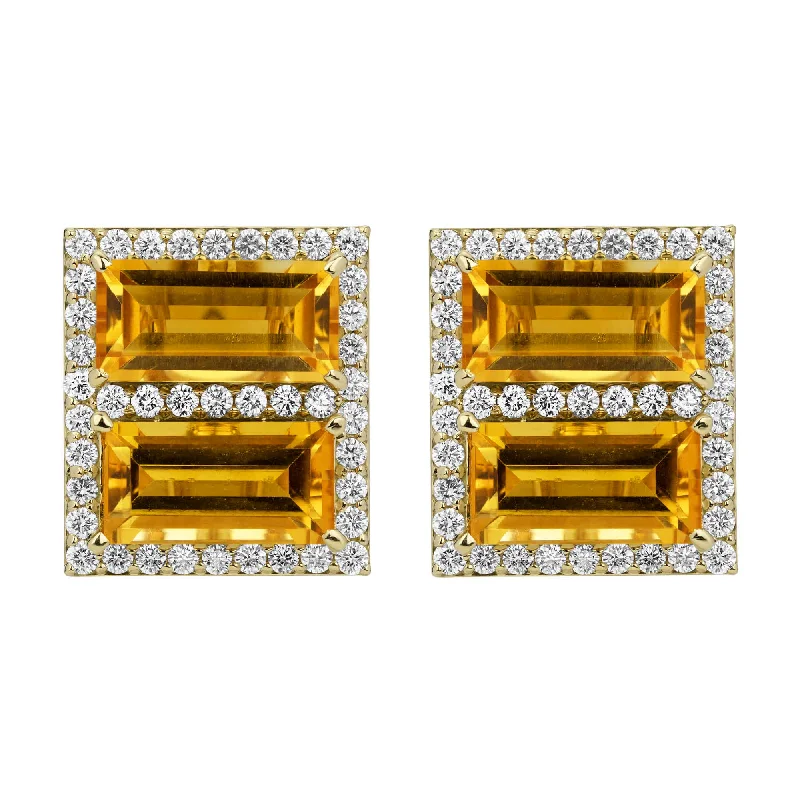 casual brooch-Earrings - Citrine And Diamond