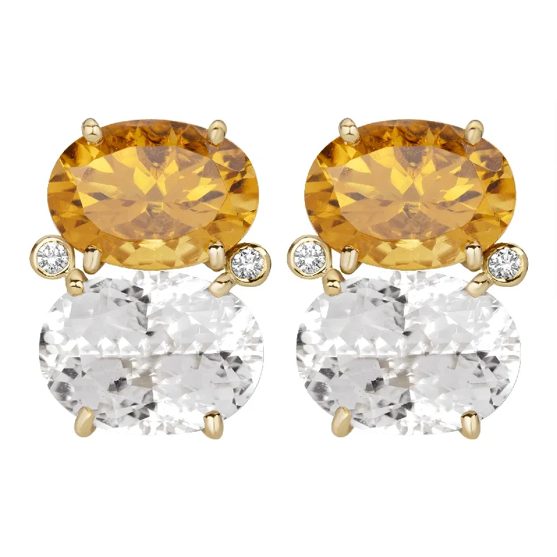 festive brooch-Earrings - Citrine, Crystal And Diamond