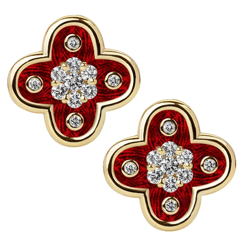 wooden brooch-Earrings - Diamond (enamel)