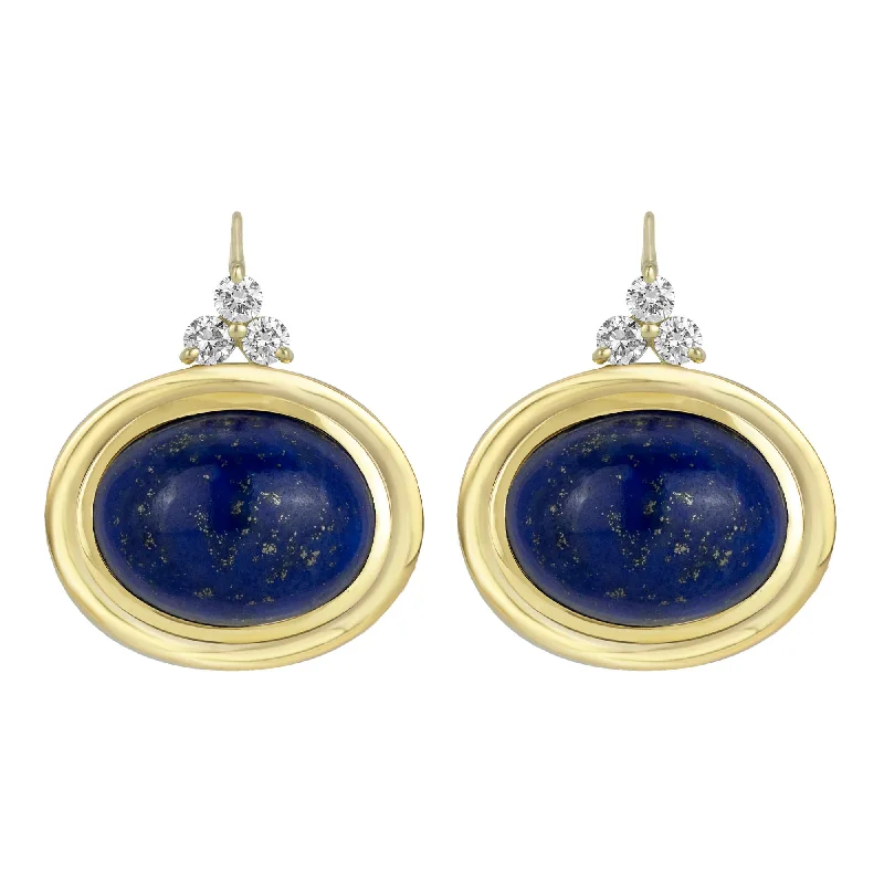 fall brooch-Earrings - Lapis Lazulli And Diamond