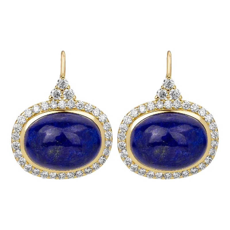 bridal brooch-Earrings - Lapis Lazulli And Diamond