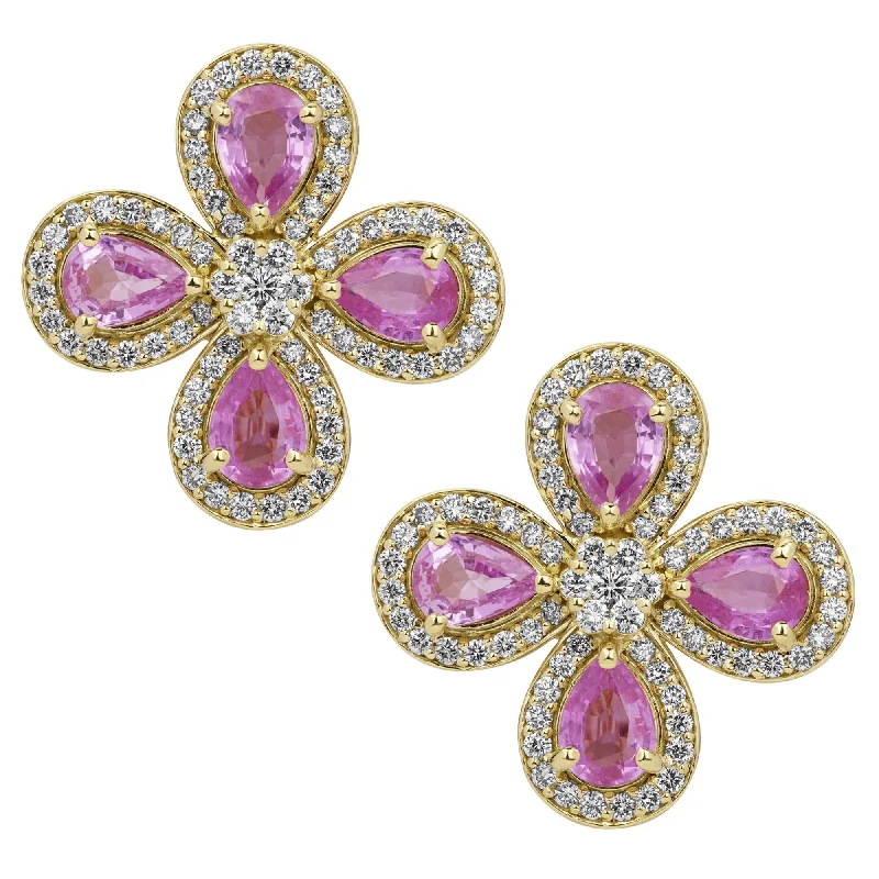 ceramic brooch-Earrings - Pink Sapphire And Diamond