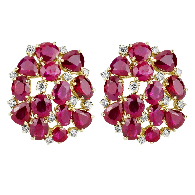 retro brooch-Earrings - Ruby And Diamond