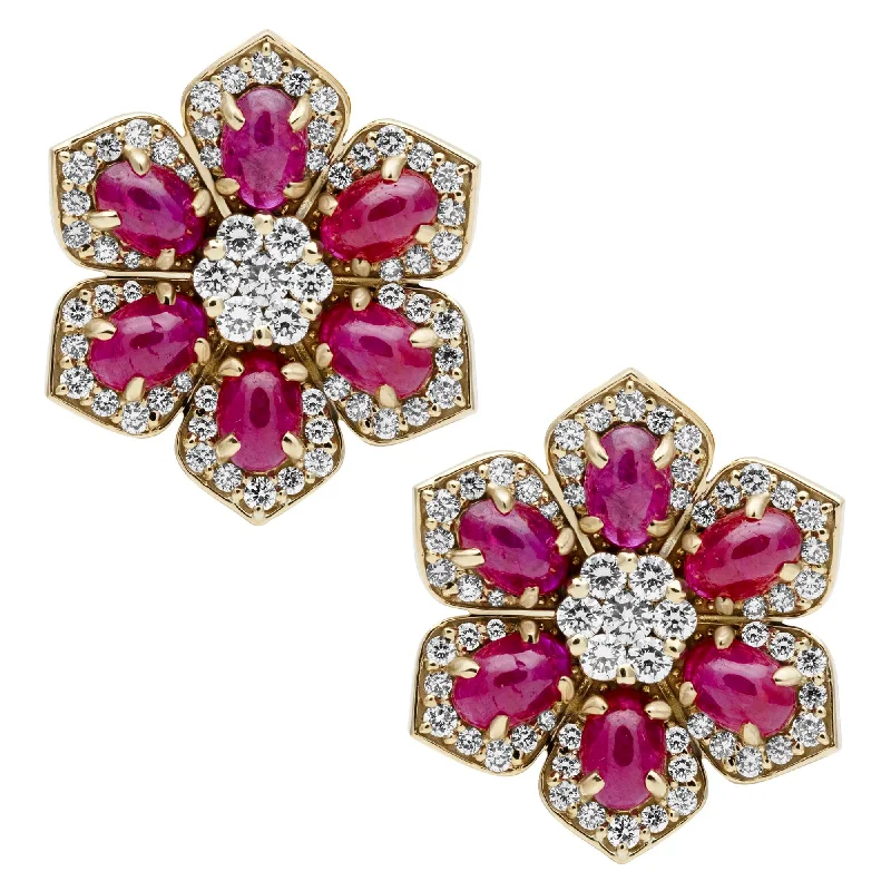 crystal brooch-Earrings - Ruby And Diamond