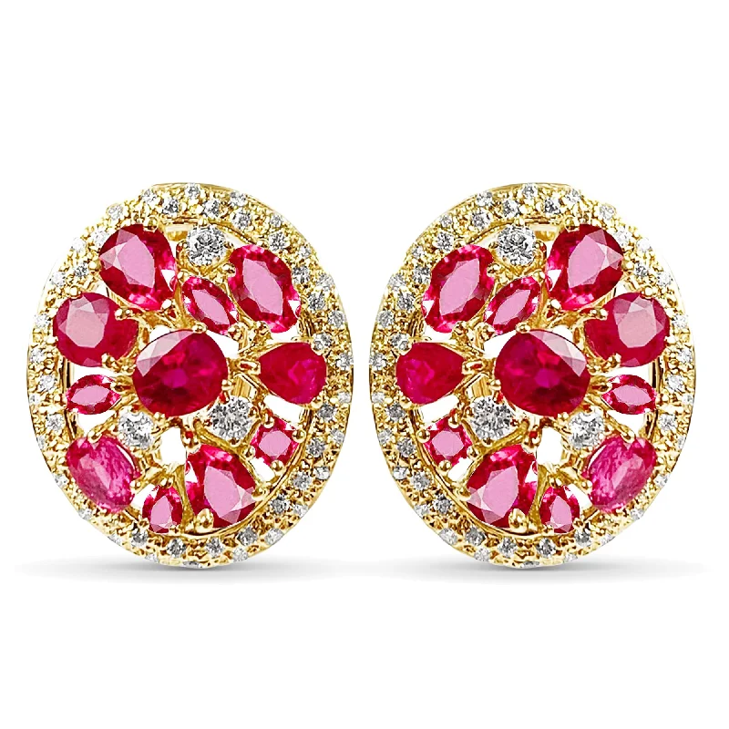 chunky brooch-Earrings - Ruby & Diamond