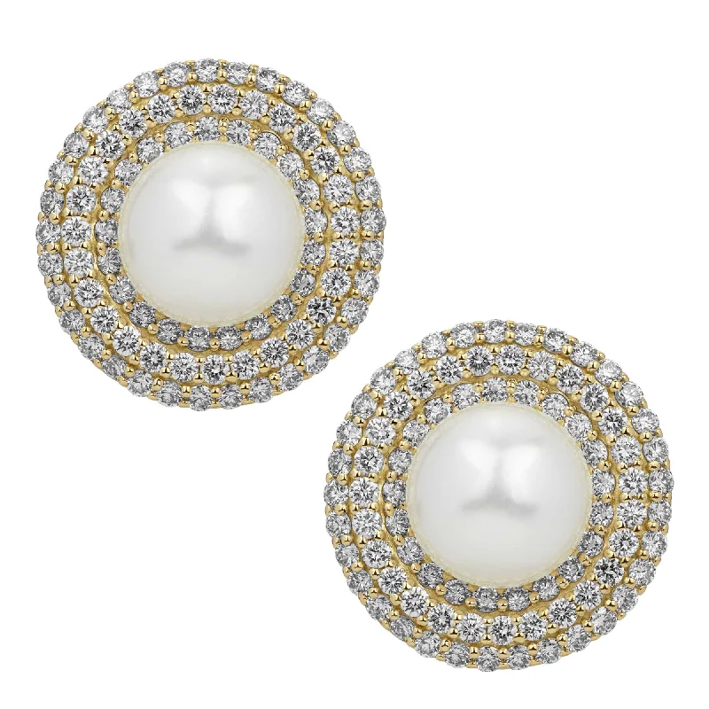 fabric brooch-Earrings - South Sea Pearl And Diamond