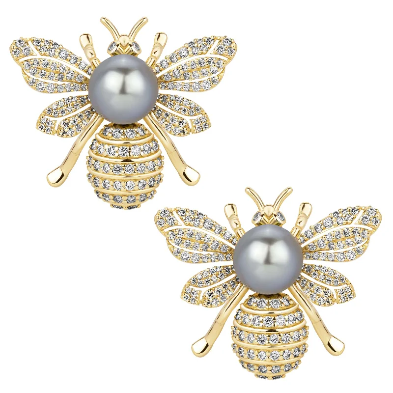 heart-shaped brooch-Earrings - South Sea Pearl And Diamond