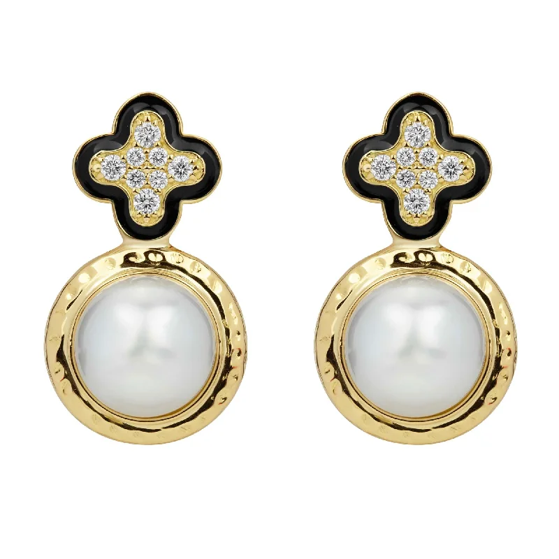 ruby brooch-Earrings - South Sea Pearl And Diamond (enamel)