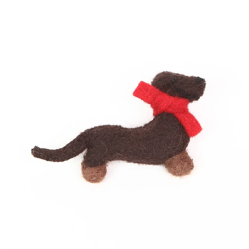 classic brooch-Amica Felt Brown Dachshund Brooch