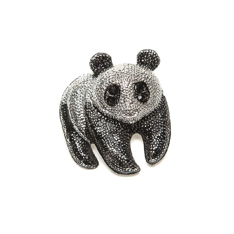 bohemian brooch-Gorgeous Black and Silver Finish Panda Brooch