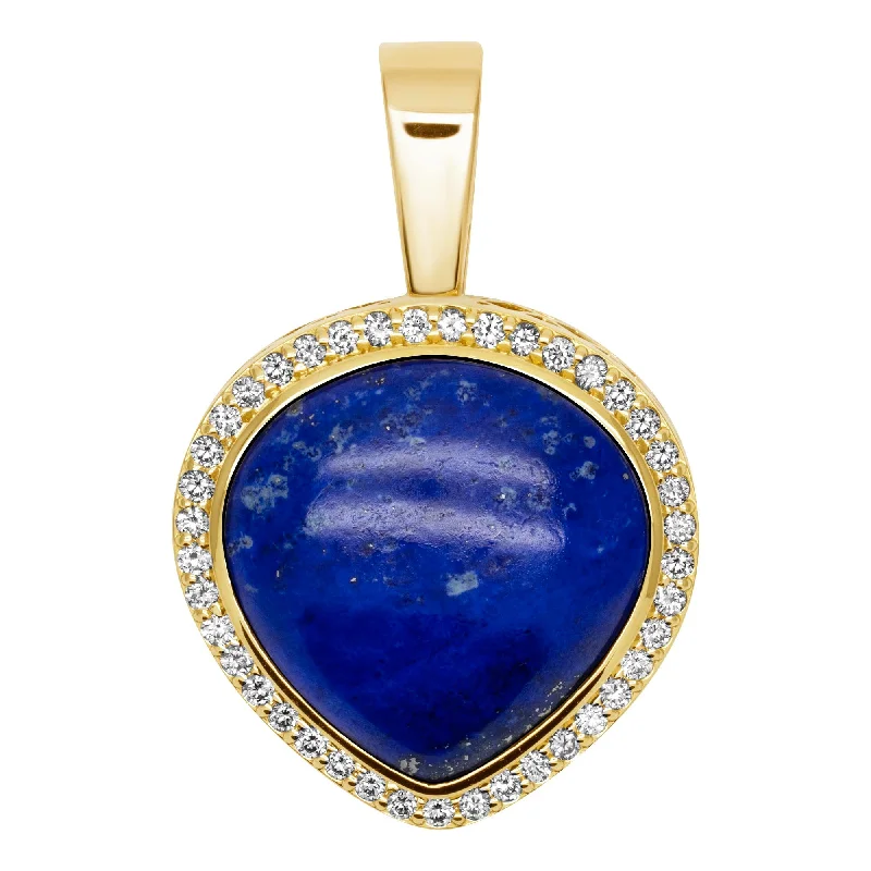 vintage pearl brooch-Pendant - Lapis Lazuli And Diamond