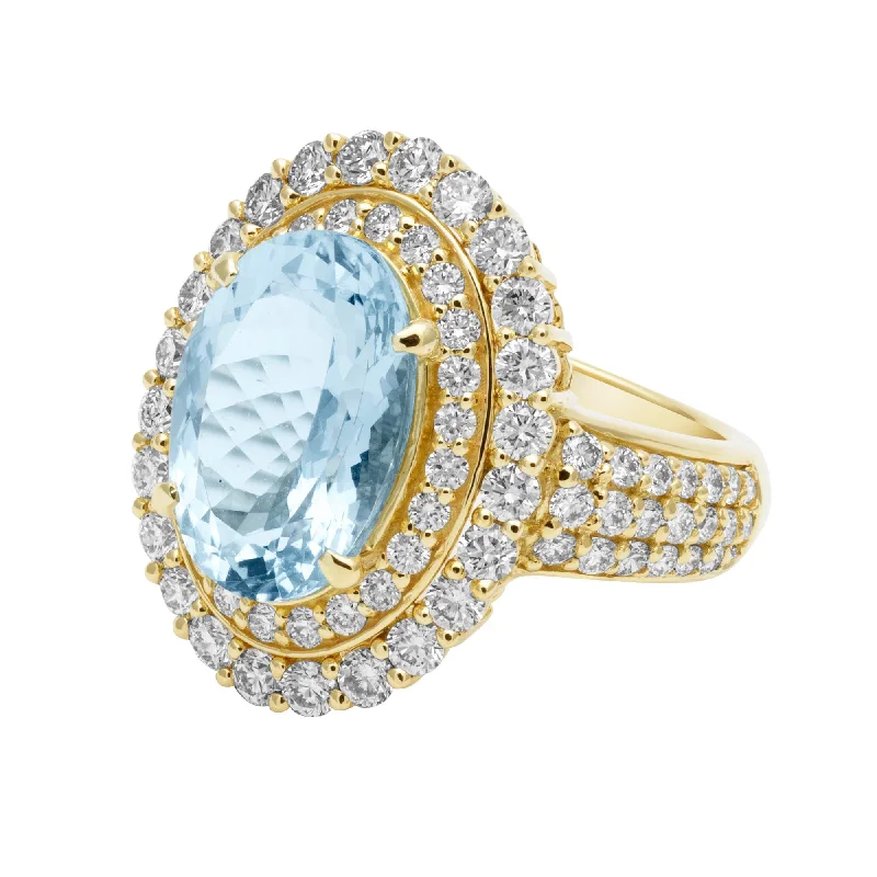 summer brooch-Ring - Aquamarine And Diamond