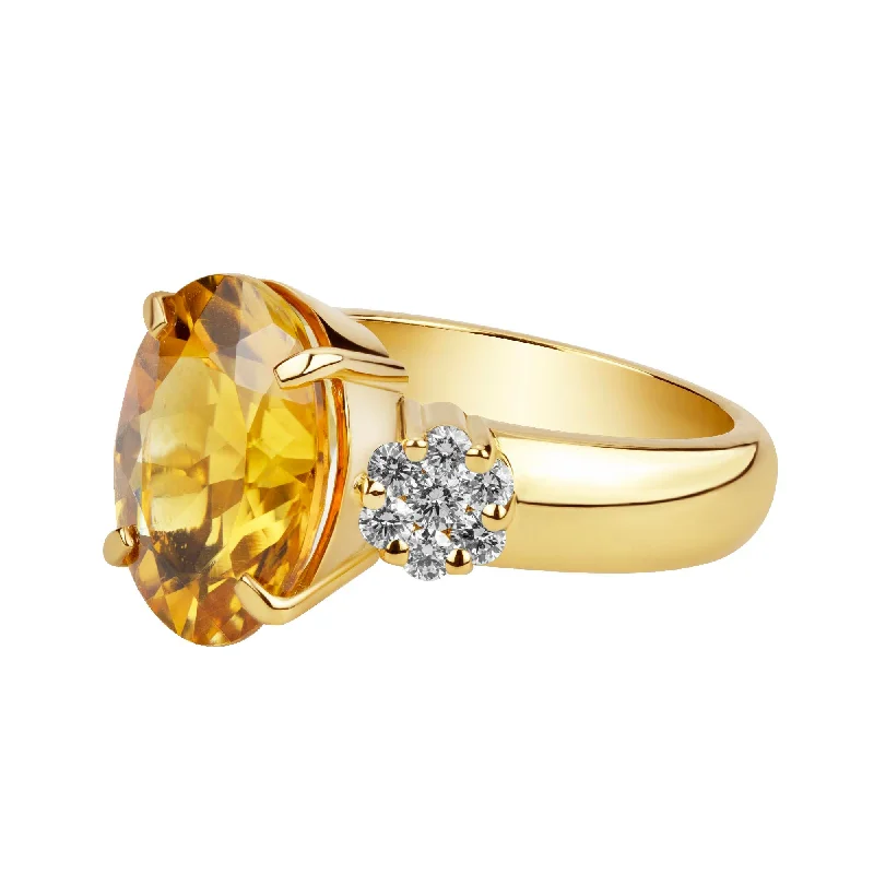 retro brooch-Ring - Citrine And Diamond