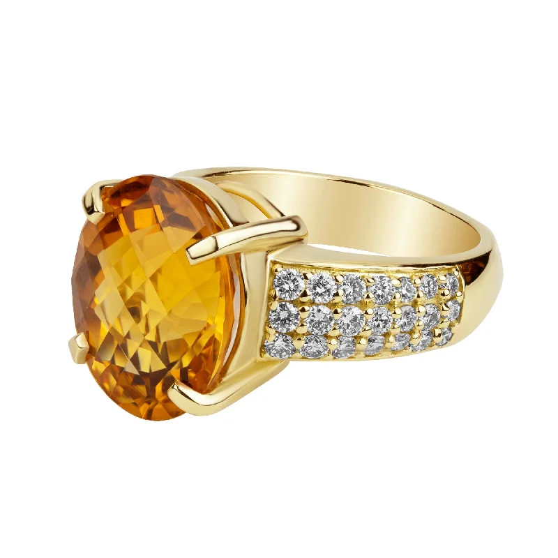 floral brooch-Ring - Citrine And Diamond