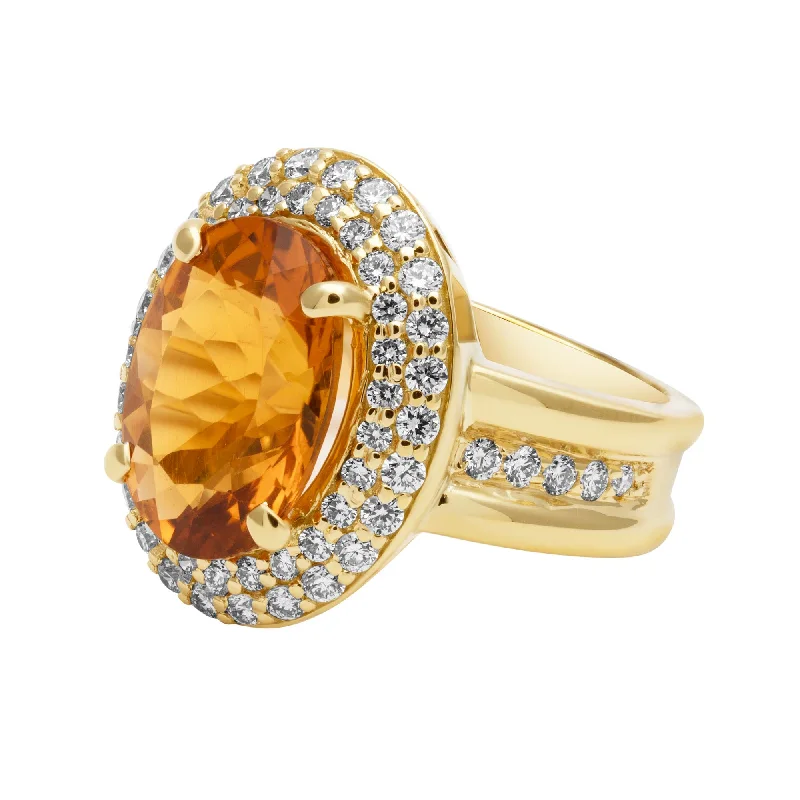 gothic brooch-Ring - Citrine And Diamond