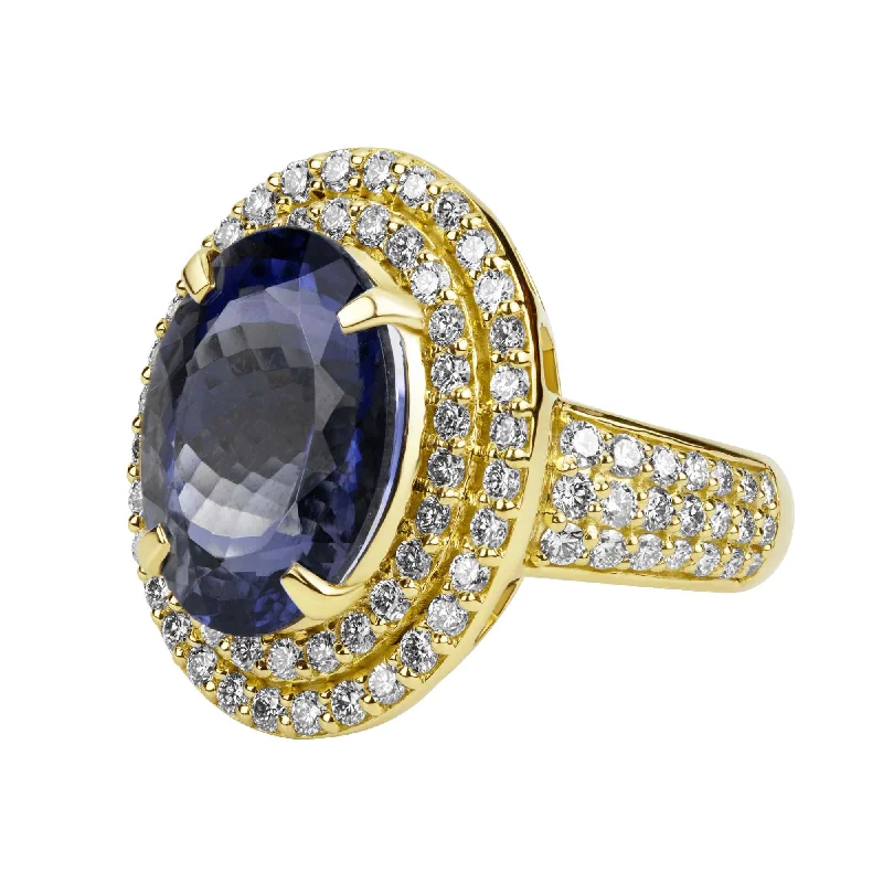 heart-shaped brooch-Ring - Iolite And Diamond