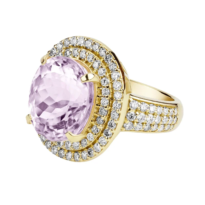 fashion brooch-Ring - Kunzite And Diamond