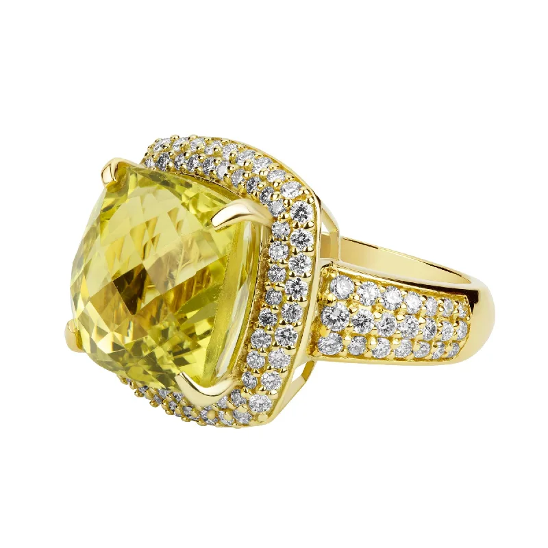 lightweight brooch-Ring - Lemon Quartz And Diamond