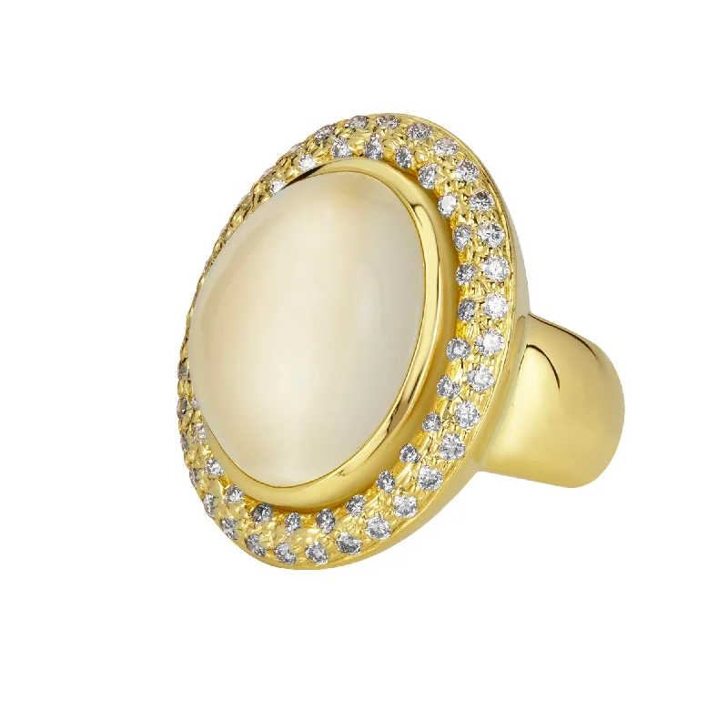 diamond brooch-Ring - Moonstone And Diamond