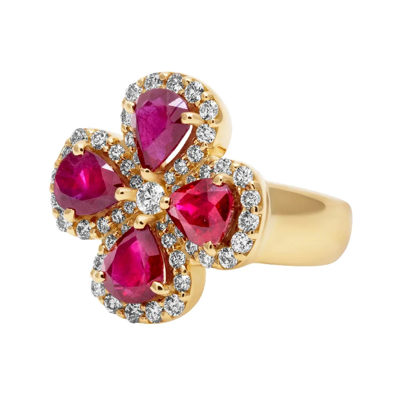 geometric brooch-Ring - Ruby And Diamond