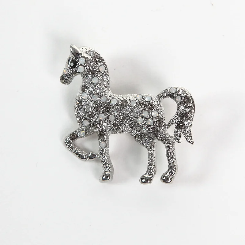 chunky brooch-Sparkly AB and Clear Crystal Horse Brooch