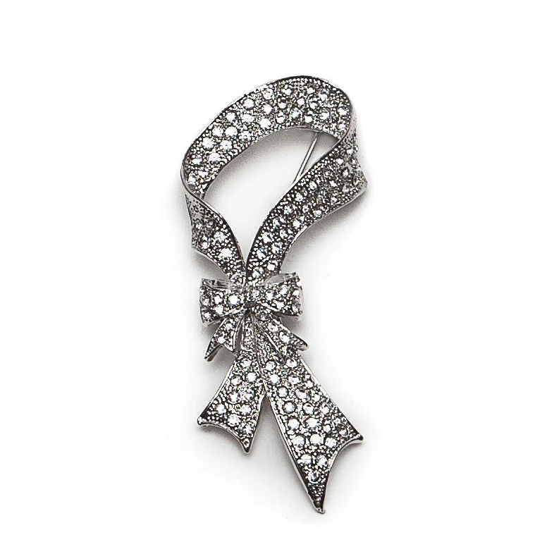 stylish brooch-Sparkly Crystal Ribbon Brooch