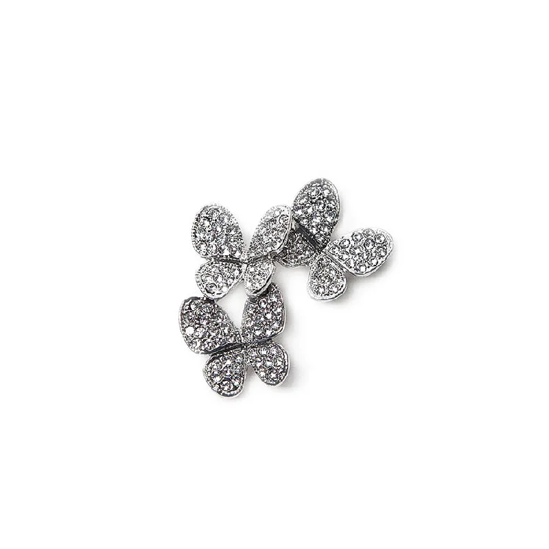 chic brooch-Sparkly Diamante Butterflies Brooch