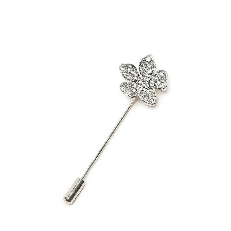 wooden brooch-Sparkly Diamante Flower Pin