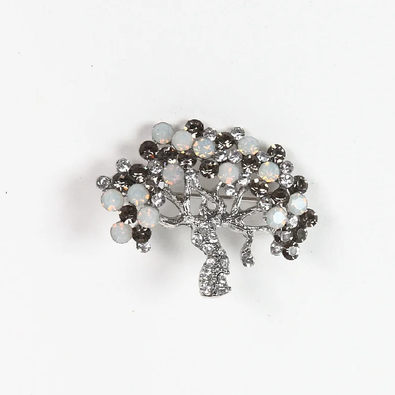 silver heart brooch-Sparkly Diamante 'Tree of Life' Brooch