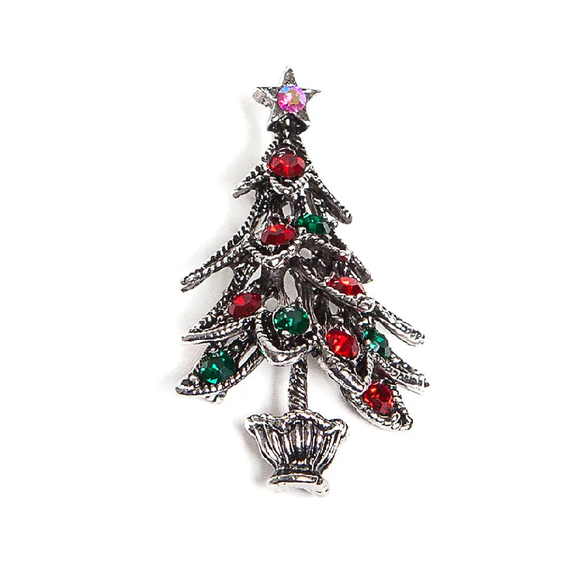 floral brooch-Sparkly Festive Christmas Tree Brooch