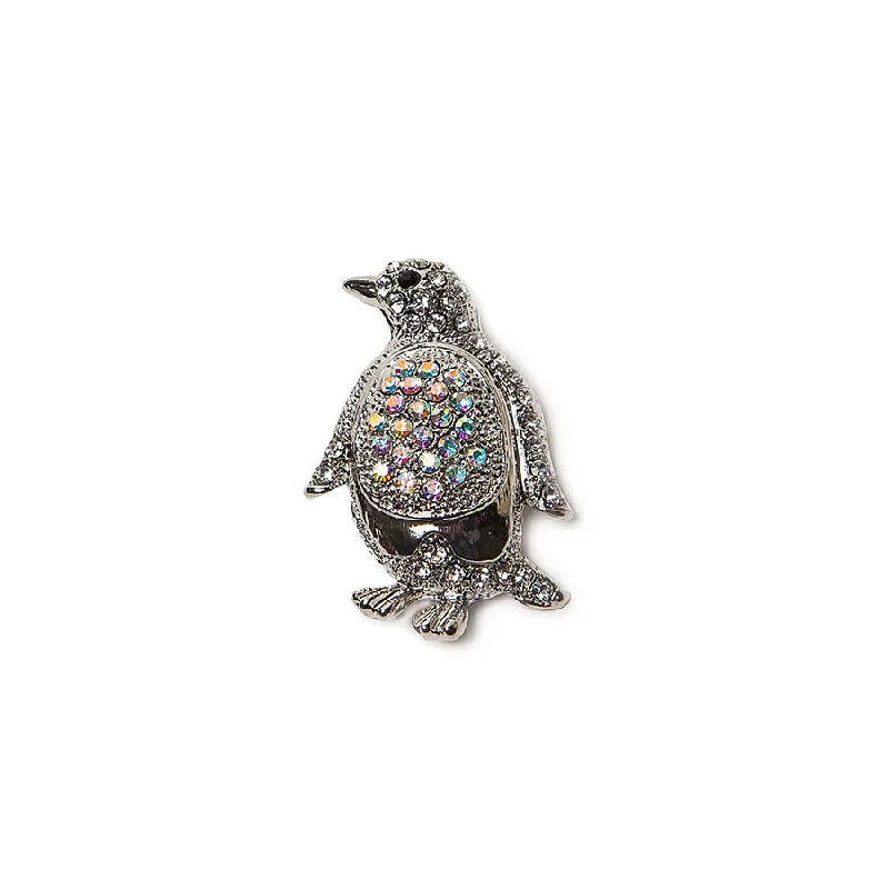 delicate pearl brooch-Sparkly Penguin Diamante Brooch