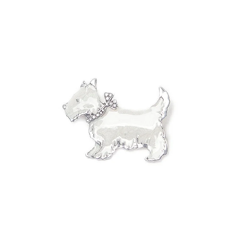 resin brooch-White Enamel Scottie Brooch